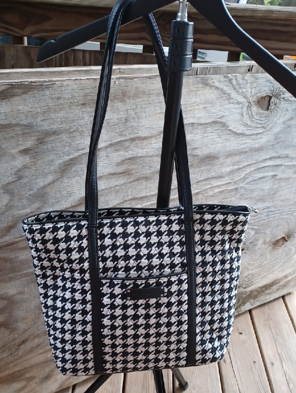 Vera Bradley Quilted Black And White Checkered Tote Houndstooth Punk Rock